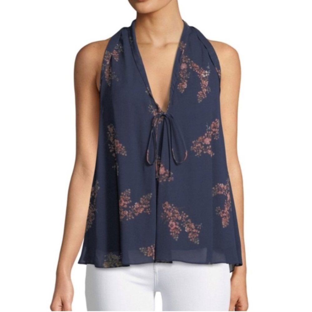 Derek Lam 10 Crosby Midnight Floral Trapeze Tank